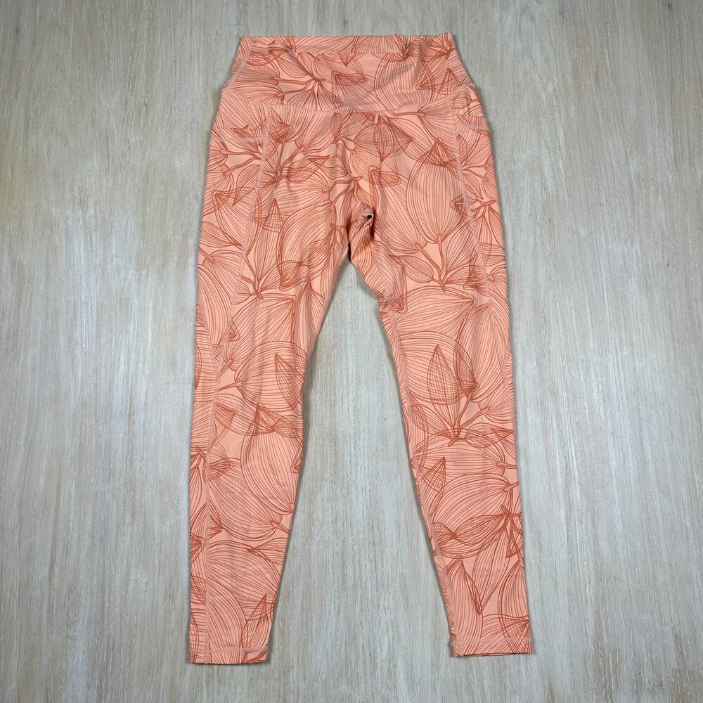 BuffBunny Orange Citrus Peach Floral Workout Athletic Limitless Leggings Large